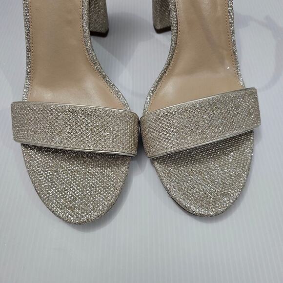 NEW Sam Edelman Yaro Sandal Heel Womens 11 Metallic Gold Sparkly Glam Mesh - Picture 7 of 13
